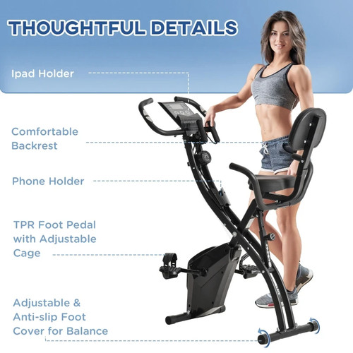 Folding exercise bike - 2-in-1,